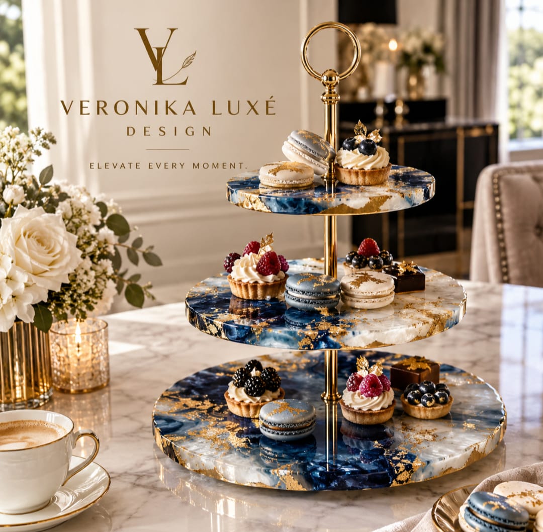 Navy Patisserie — handmade resin piece by Veronika Luxé Design