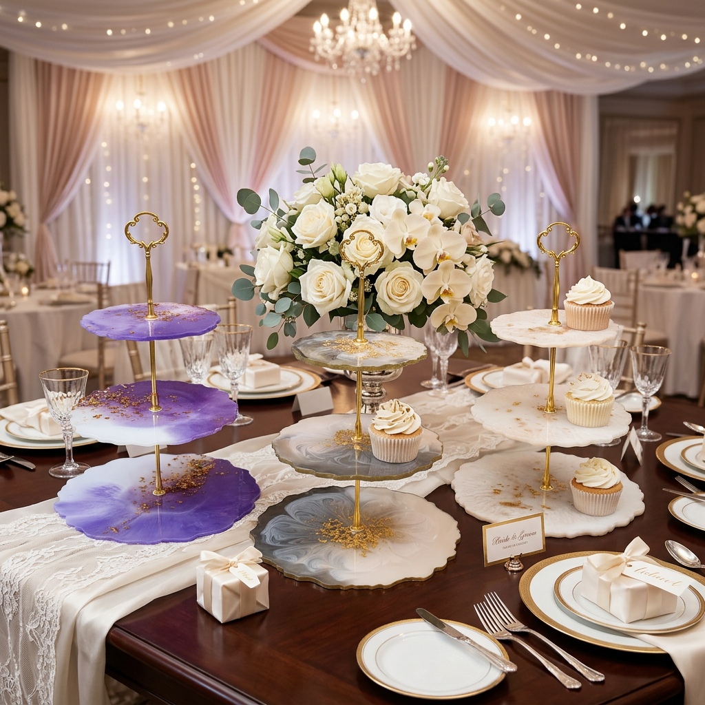 Veronika Luxe trays styled across a wedding tablescape